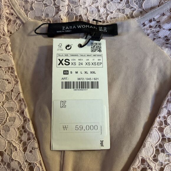 NWT ZARA PALE PINK EYELET LACE CAP SLEEVE SHIFT DRESS size XS - Picture 8 of 10